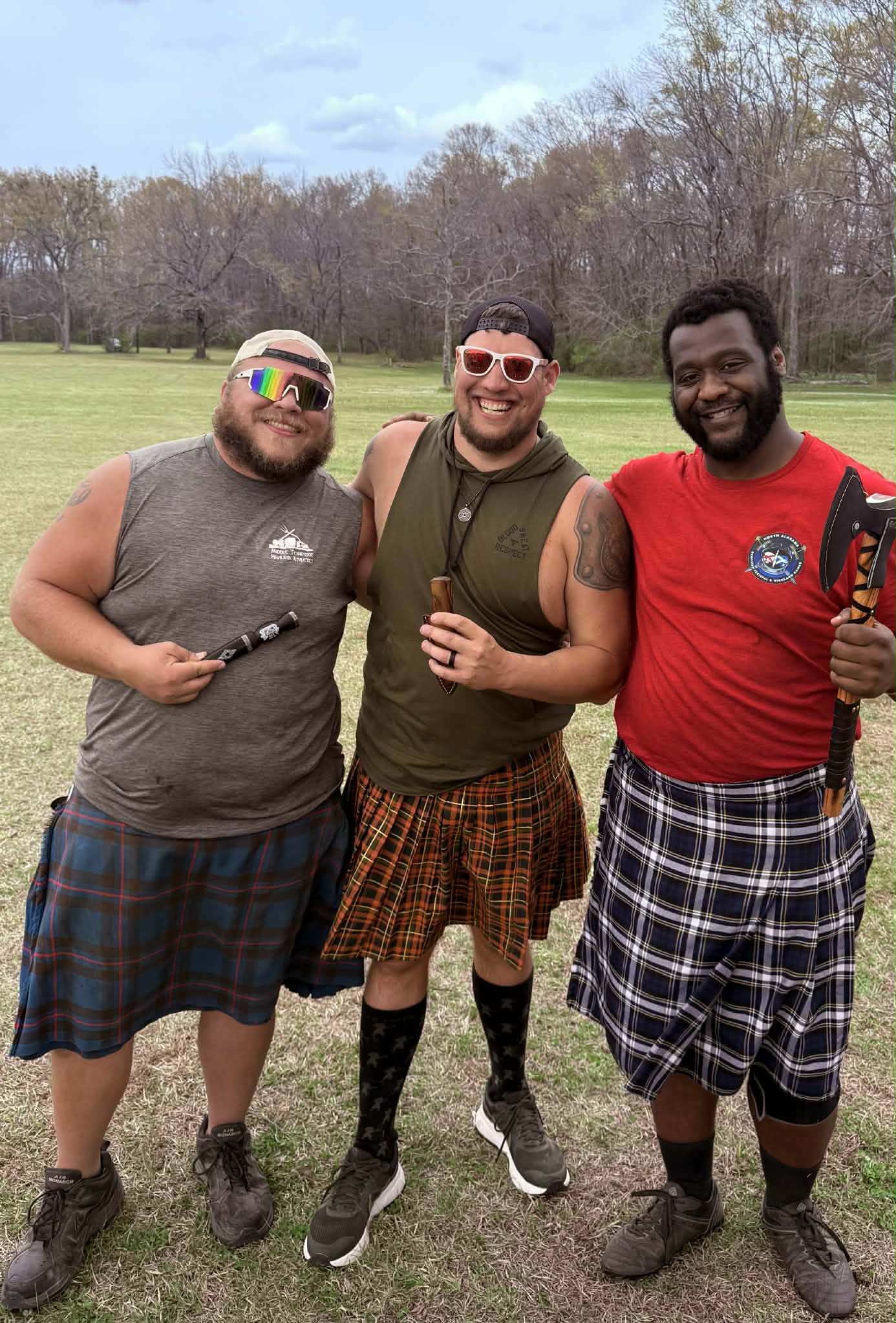 With fellow Highland Games athletes