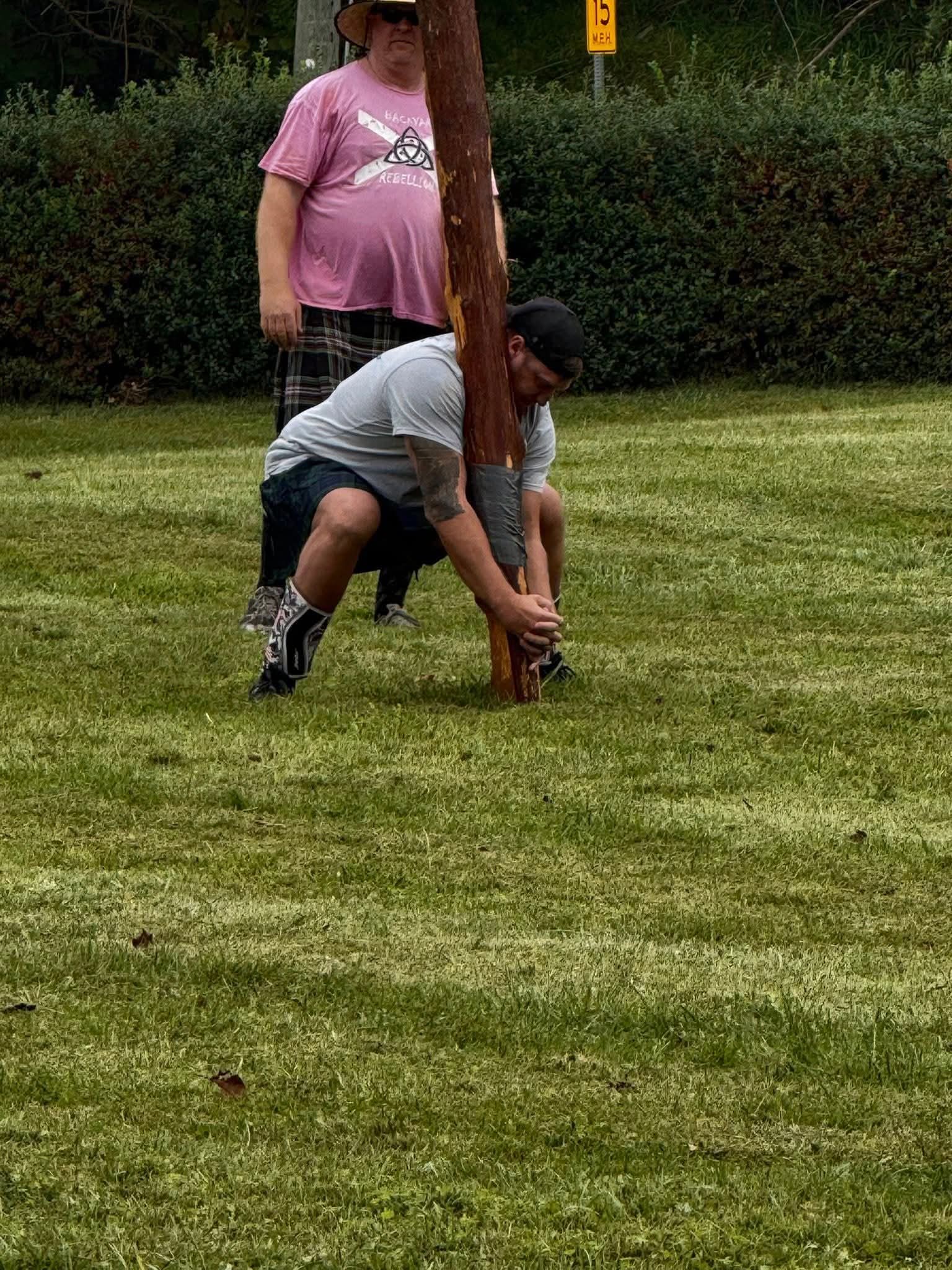 Shouldering the caber in competition