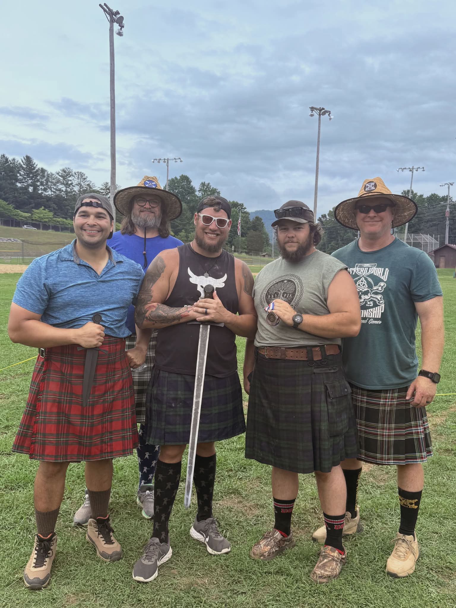 With fellow Highland Games athletes